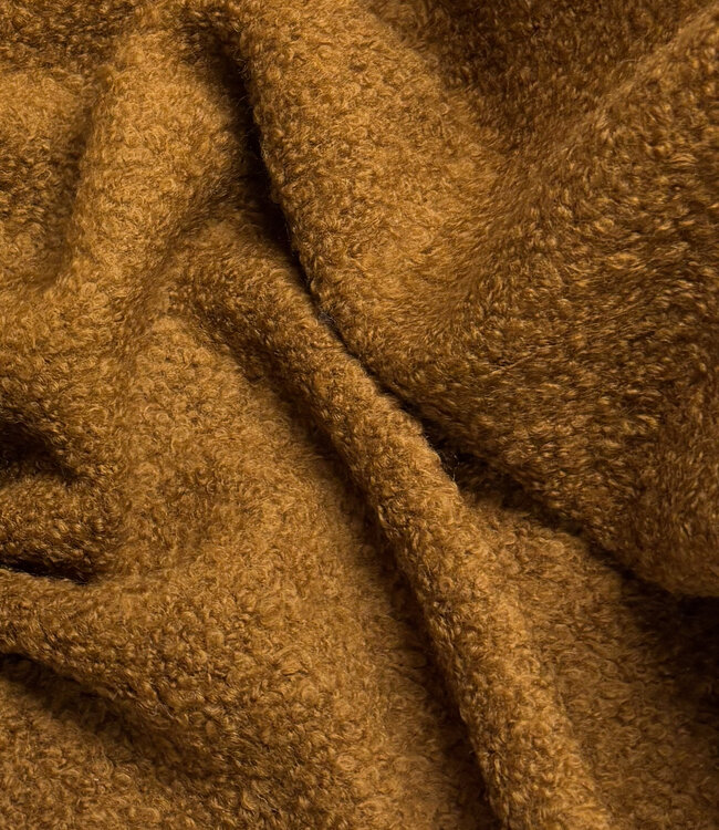 wol bouclé fleece - cognac prachtige wol kwaliteit