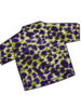 khaki/purple spotted abstract print - French terry