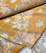 oker champagnekleurige bloemen  met subtiele glans - jacquard
