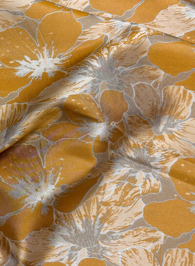ochre champagne-colored flowers with a subtle sheen - jacquard