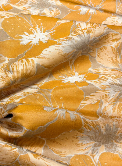 ochre champagne-colored flowers with a subtle sheen - jacquard