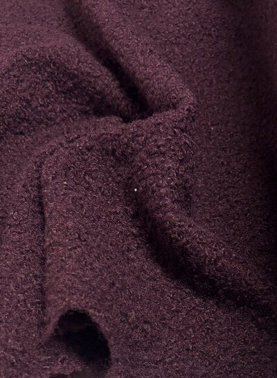 aubergine - bouclé - prachtige warme mantelstof