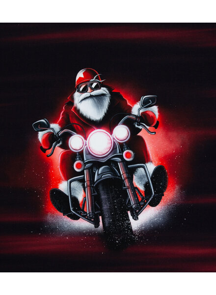 THORSTEN BERGER Kerstman op de motto - rood  - french terry paneel van 85 cm op 150 cm