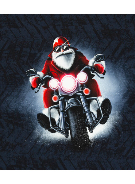 THORSTEN BERGER Santa Claus on the motto - blue - French terry panel of 85 cm by 150 cm