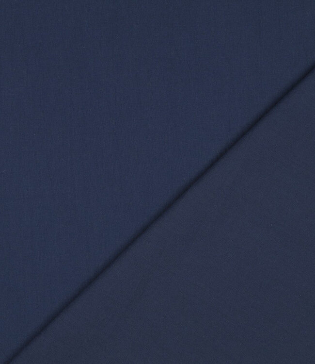 marineblauw stonewashed / papertouch popeline katoen