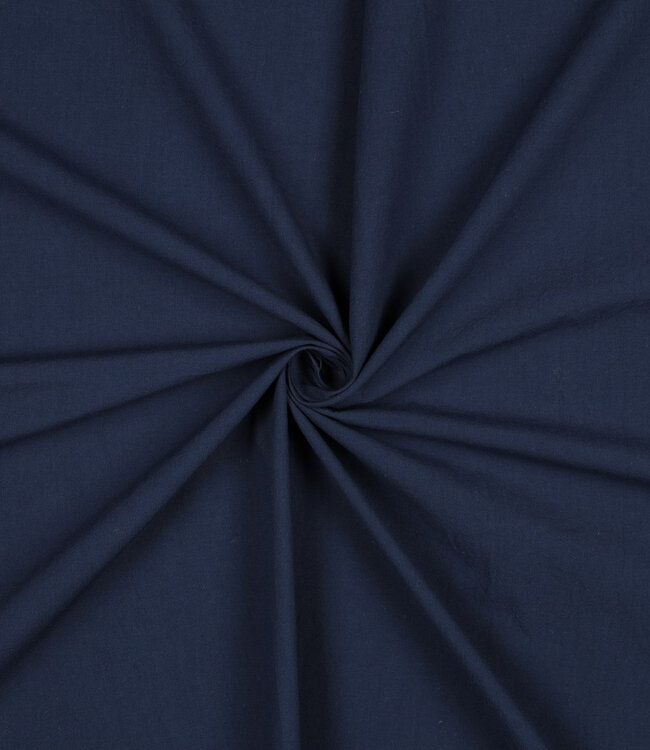 marineblauw stonewashed / papertouch popeline katoen