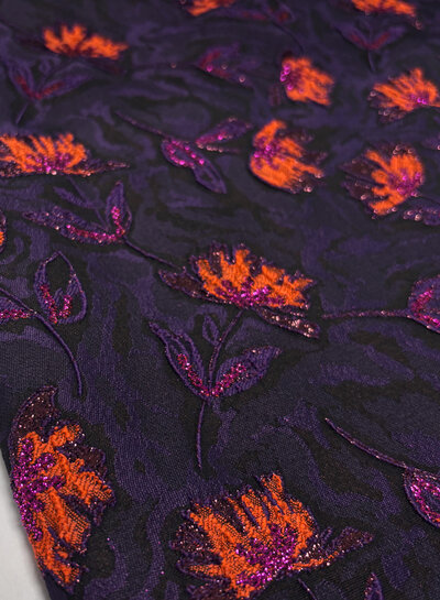 A la Ville aubergine and rust beautiful softly falling jacquard