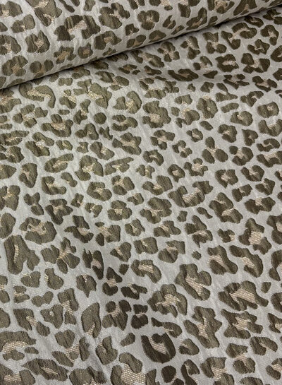 soft khaki leopard  - prachtige geweven jacquard