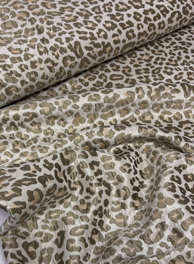 soft khaki leopard - beautiful woven jacquard