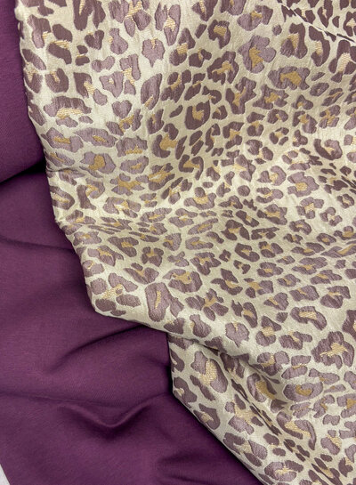 dark lilac leopard  - prachtige geweven jacquard