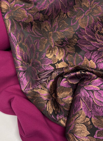 copper/fuchsia flowers - softly flowing jacquard