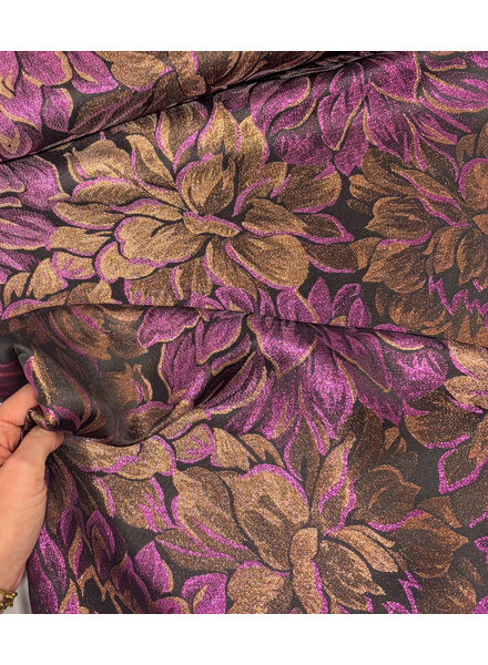 copper/fuchsia flowers - softly flowing jacquard