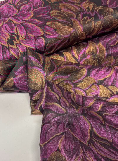 copper/fuchsia flowers - softly flowing jacquard