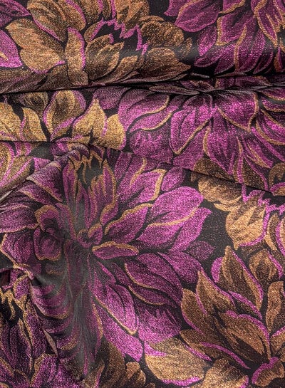 copper/fuchsia flowers - softly flowing jacquard
