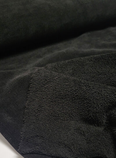 black - velour fleece - double-faced