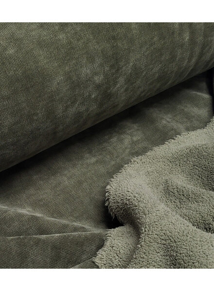 khaki - velor fleece - double face