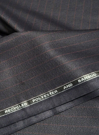 midnight blue with burgundy pine stripe - woven bamboo blend - very soft fabric and no wrinkles