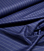 indigo blauw met grijze pinestripe -  geweven bamboe blend - heel soepelvallende stof en geen kreuk