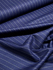 indigo blauw met grijze pinestripe -  geweven bamboe blend - heel soepelvallende stof en geen kreuk