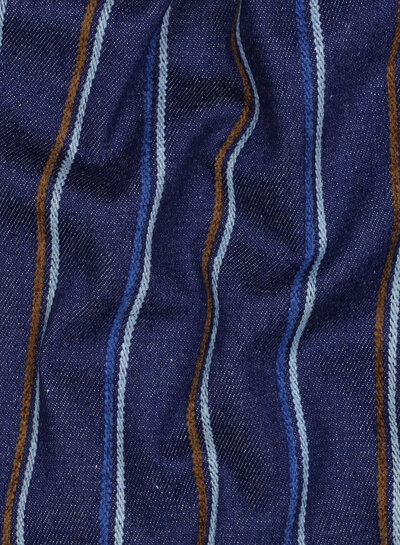 Poppy fabrics jeans with light blue and rust stripes