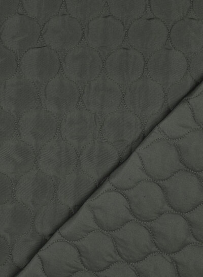 dark green - waves - quilted fabric - double face