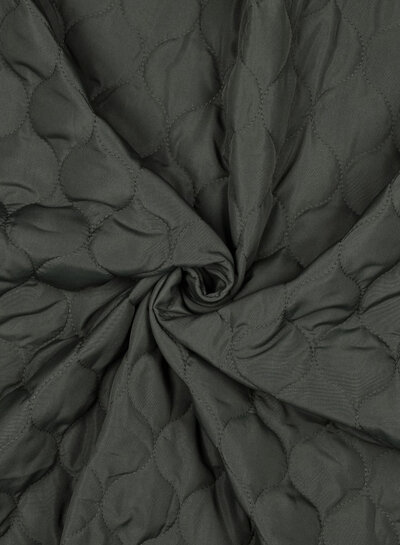 dark green - waves - quilted fabric - double face