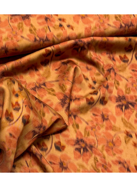dreamy floral scene rust - beautiful satin rayon blend