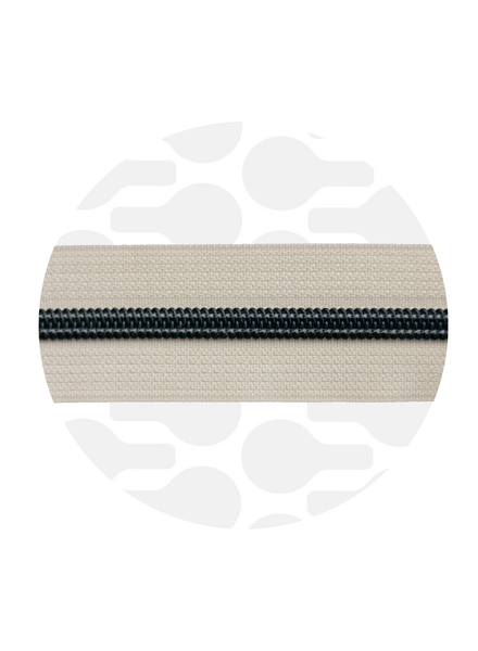 ZipperZoo off-white - spiraalrits 1 meter #5 black
