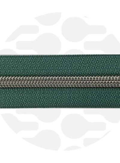 ZipperZoo Vintage green - spiraalrits 1 meter  #5 zilver
