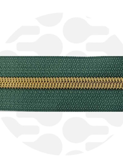 ZipperZoo Vintage green - spiral zipper 1 meter #5 warm gold