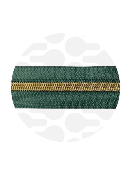 ZipperZoo Vintage green - spiral zipper 1 meter #5 warm gold