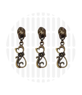 ZipperZoo Zipper puller #5 - cat - bronze packed per 3