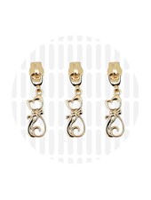 ZipperZoo Ritstrekker #5 - cat - warm goud verpakt per 3