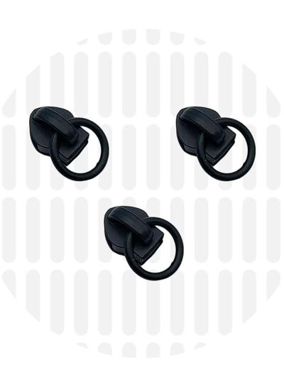 ZipperZoo Zipper puller #5 - ring - Electro black packed per 3