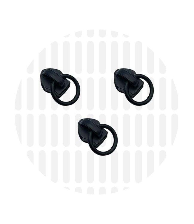 ZipperZoo Zipper puller #5 - ring - Electro black packed per 3