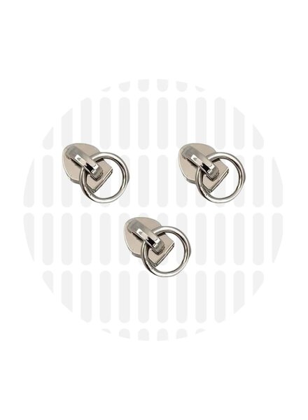 ZipperZoo zipper pull #5 - ring 10mm - nickel packed per 3