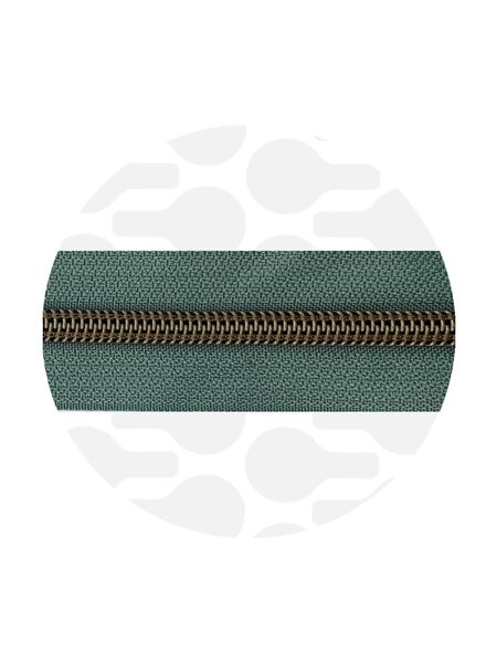 ZipperZoo Vintage green - spiral zipper 1 meter #5 bronze