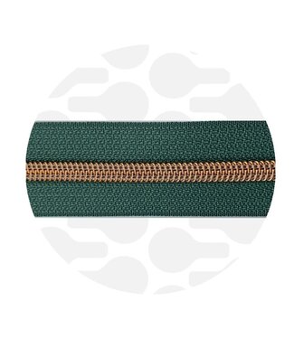 ZipperZoo Vintage green - spiraalrits 1 meter  #5 rosé goud