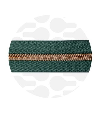 ZipperZoo Vintage green - spiral zipper 1 meter #5 rose gold