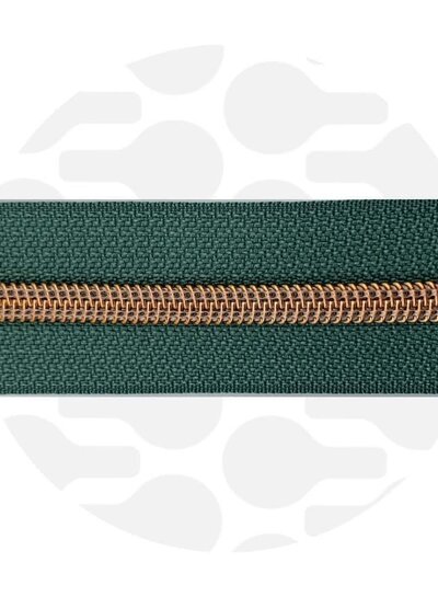 ZipperZoo Vintage green - spiraalrits 1 meter  #5 rosé goud