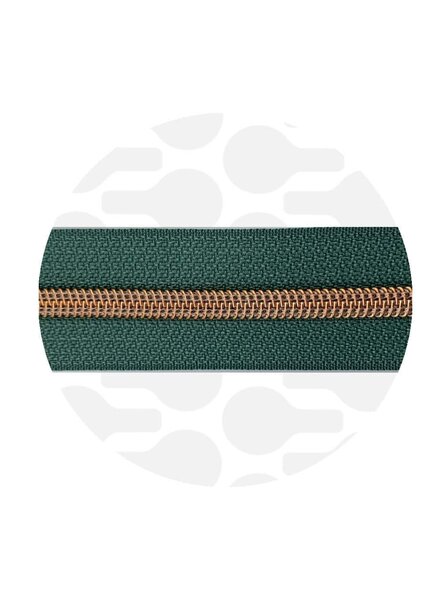 ZipperZoo Vintage green - spiral zipper 1 meter #5 rose gold