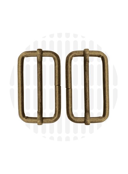 ZipperZoo 2-pack basic slide buckle - 38 mm - bronze