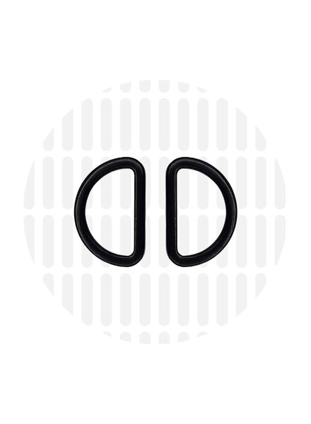 ZipperZoo D-ring 25 mm tight - matt black - packed per 2