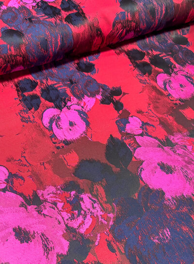 Roses rood - geweven jacquard