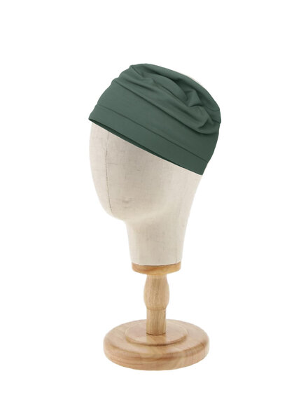 donker mint stoffenpakket Madeline chemomuts + slaapmuts MET PATROON