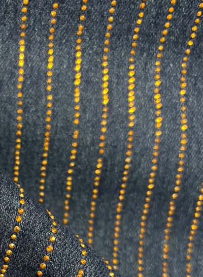 A la Ville Heavy Weight Denim rhinestone gold and exclusive - The Fashion Basement