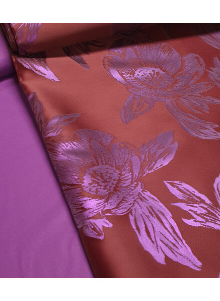 A la Ville burgundy and lilac - brokaat - prachtige soepelvallende jacquard