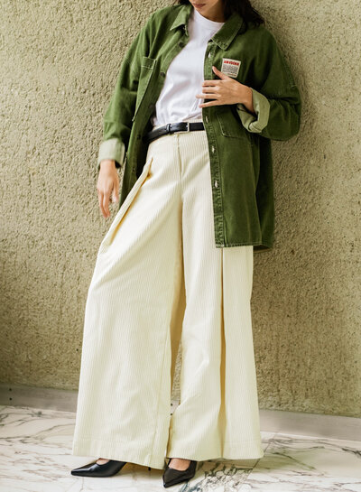 Fibremood gebroken wit- high low corduroy - Ivanna