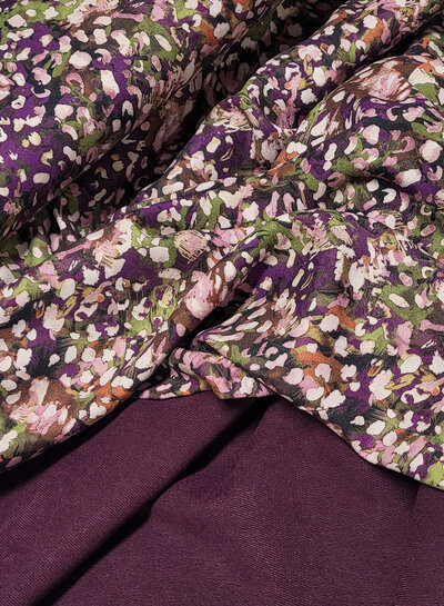 A la Ville wine mauve flowergarden (eggplant) - beautiful Italian viscose crepe