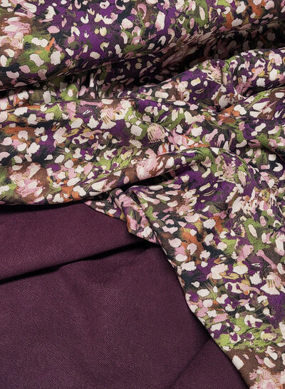 A la Ville wine mauve flowergarden (eggplant) - beautiful Italian viscose crepe